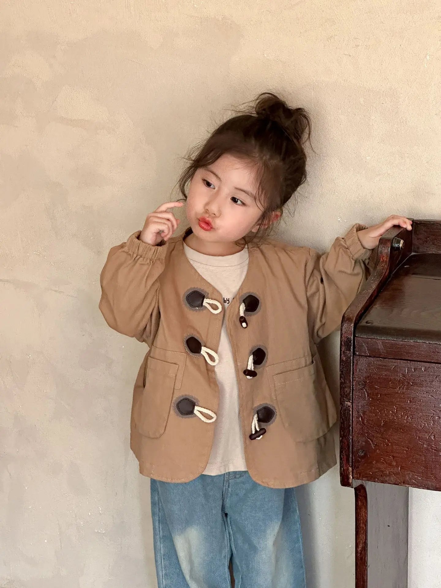 ショートコート・ジャケット・ジャンパー キッズアウター ダッフル トグルボタン ジャケット コート 2カラー
