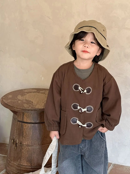 ショートコート・ジャケット・ジャンパー キッズアウター ダッフル トグルボタン ジャケット コート 2カラー