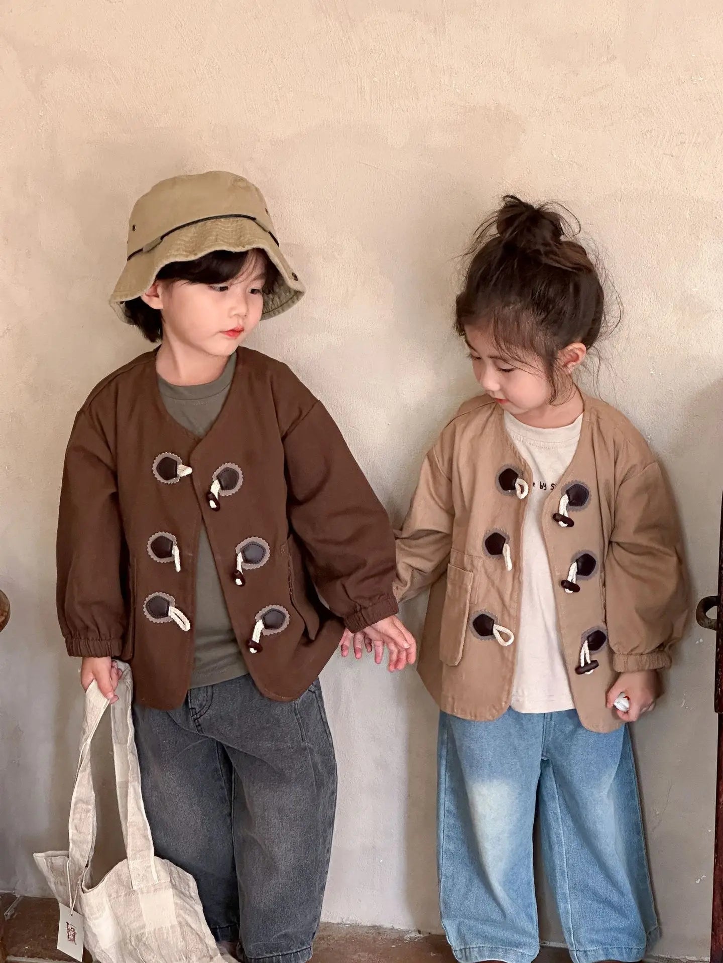 ショートコート・ジャケット・ジャンパー キッズアウター ダッフル トグルボタン ジャケット コート 2カラー