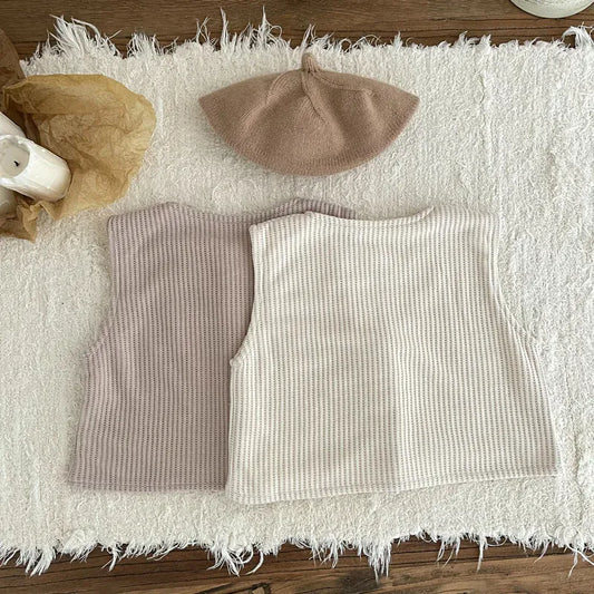 ベスト ベビートップス 前あきベスト シンプルベーシック 2カラー