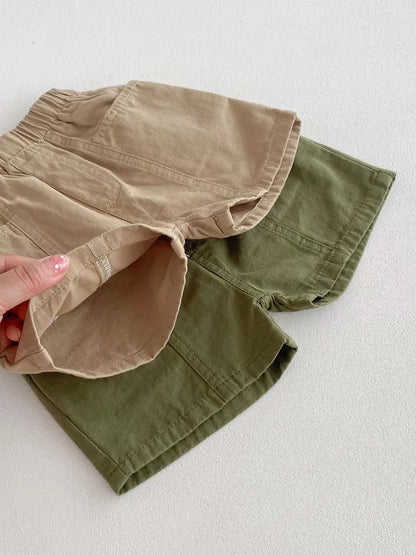 ハーフパンツ・ショートパンツ キッズパンツ レトロシルエット ショートパンツ シンプルベーシック 2カラー