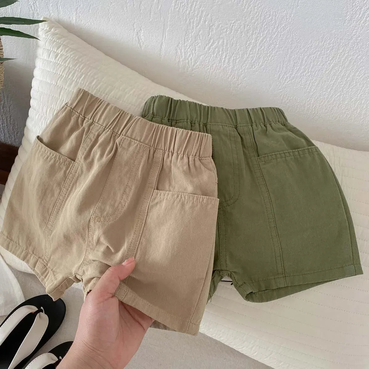 ハーフパンツ・ショートパンツ キッズパンツ レトロシルエット ショートパンツ シンプルベーシック 2カラー