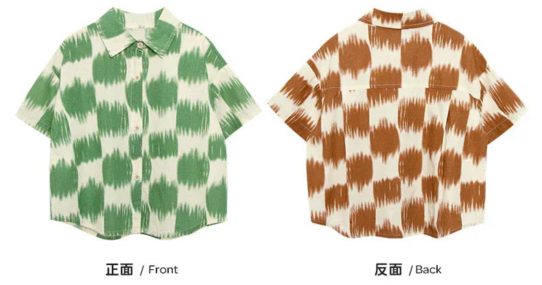半袖シャツ・ブラウス キッズトップス 半袖シャツ チェック 2カラー