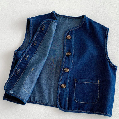 ベスト キッズベスト デニム フロントボタンベスト 2カラー