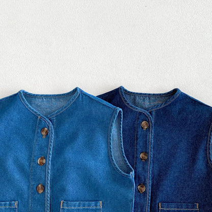 ベスト キッズベスト デニム フロントボタンベスト 2カラー