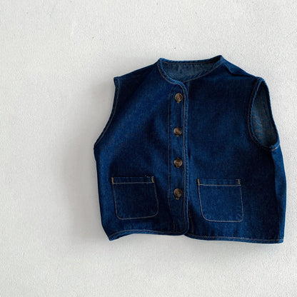ベスト キッズベスト デニム フロントボタンベスト 2カラー