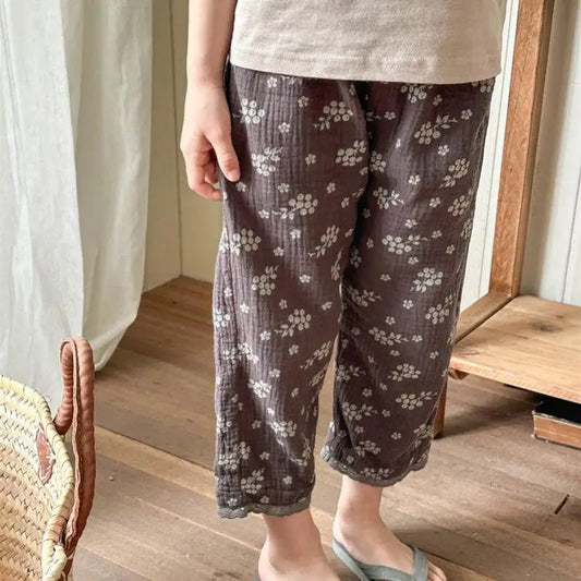 ロングパンツ・スウェットパンツ キッズパンツ サマールーズロングパンツ フラワー小花柄プリント 2カラー