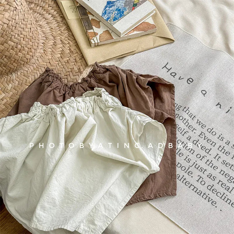 半袖シャツ・ブラウス キッズトップス 半袖ルーズブラウス シンプルベーシック 2カラー