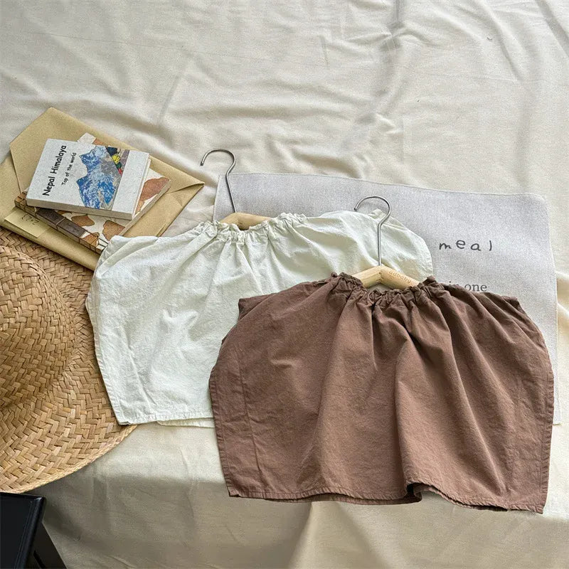 半袖シャツ・ブラウス キッズトップス 半袖ルーズブラウス シンプルベーシック 2カラー