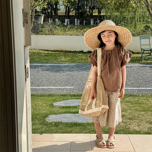 半袖シャツ・ブラウス キッズトップス 半袖ルーズブラウス シンプルベーシック 2カラー