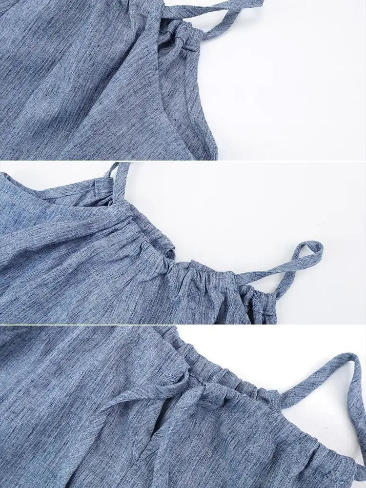 ノースリーブセットアップ キッズセットアップ 2点セット キャミソールチュニックブラウス+ワイドルーズタックパンツ