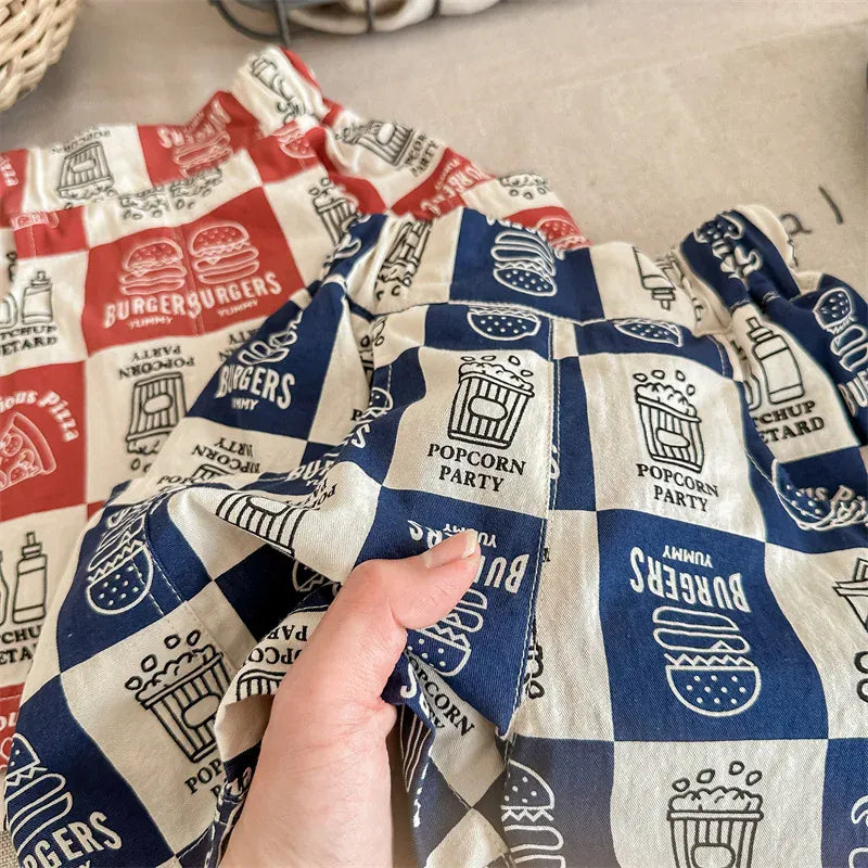 ハーフパンツ・ショートパンツ キッズパンツ ショートパンツ チェック アメリカンダイナープリント 2カラー