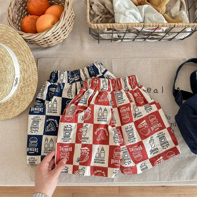 ハーフパンツ・ショートパンツ キッズパンツ ショートパンツ チェック アメリカンダイナープリント 2カラー