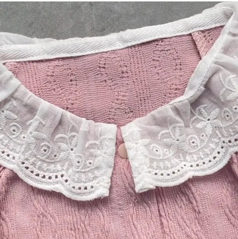 長袖ロンパース ベビーロンパース レースフリル襟 長袖ボディスーツ 2カラー