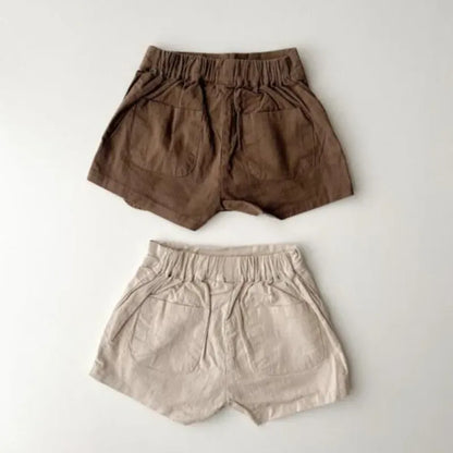 ハーフパンツ・ショートパンツ キッズパンツ コットンリネン ラップスカート ショートパンツ 2カラー