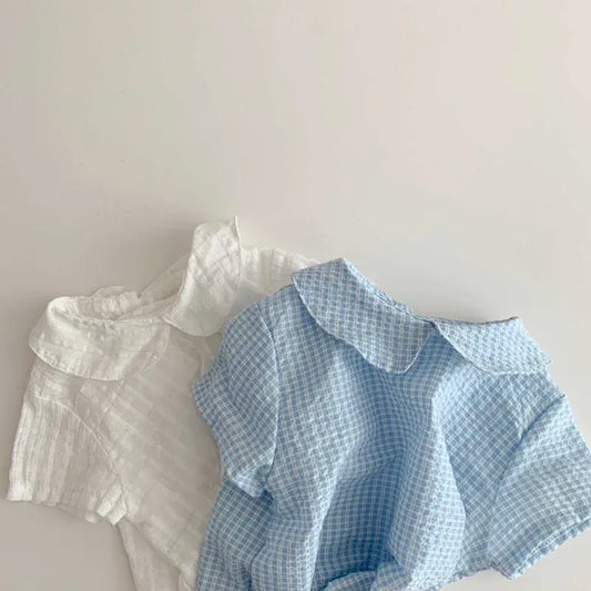 半袖シャツ・ブラウス ベビートップス 半袖丸襟ブラウス 2カラー