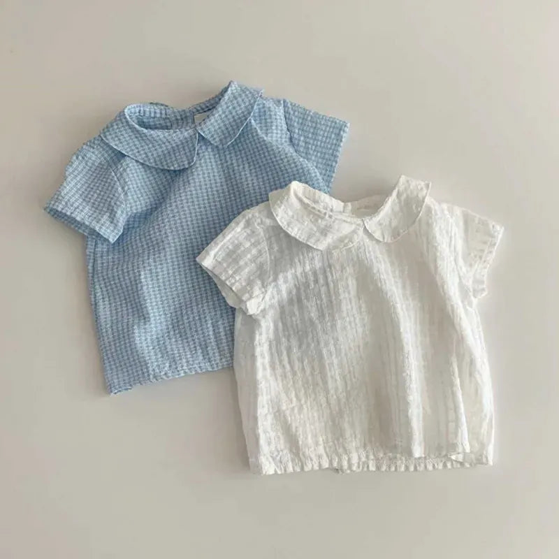 半袖シャツ・ブラウス ベビートップス 半袖丸襟ブラウス 2カラー