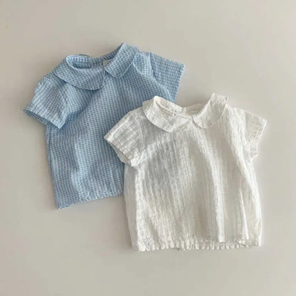 半袖シャツ・ブラウス ベビートップス 半袖丸襟ブラウス 2カラー