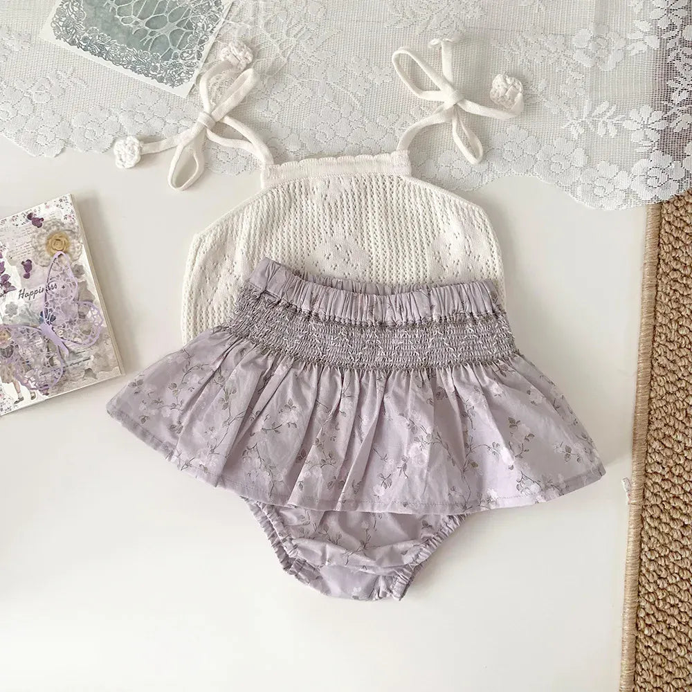 タンクトップ・キャミソール・ノースリーブトップス ベビーキッズトップス レースニット キャミソールトップス 2カラー