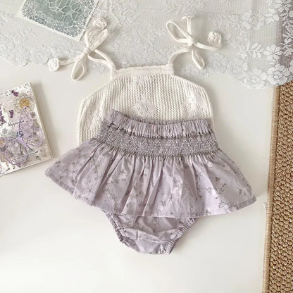 タンクトップ・キャミソール・ノースリーブトップス ベビーキッズトップス レースニット キャミソールトップス 2カラー