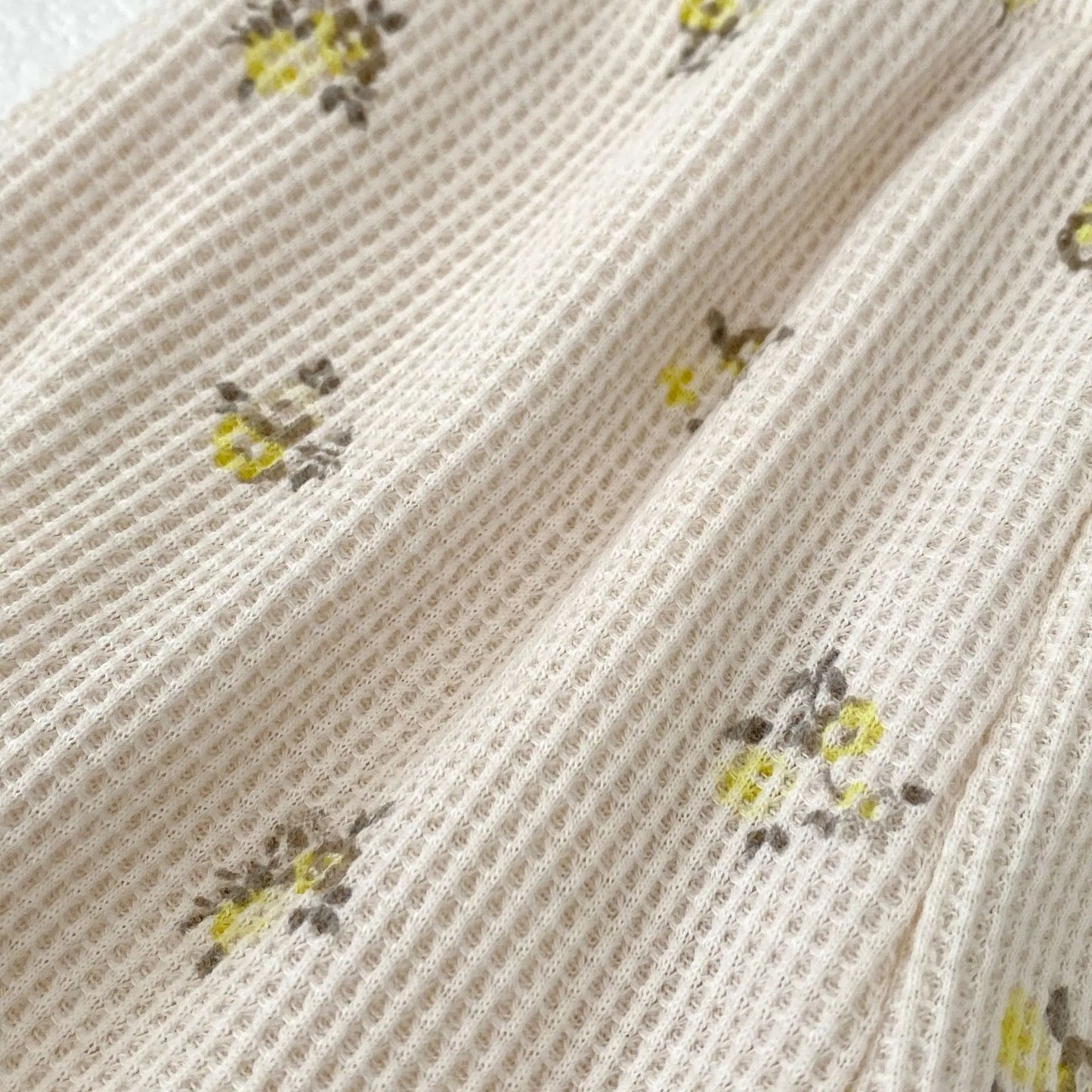 ロングパンツ・スウェットパンツ ベビーパンツ ワッフル ルーズロングパンツ フラワー小花柄プリント 2カラー