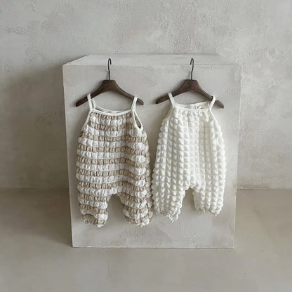 ノースリーブロンパース ベビーロンパース ポップコーン バブルデザイン キャミソールジャンプスーツ 2カラー