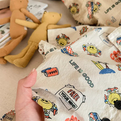 半袖シャツ・ブラウス キッズトップス 半袖シャツ アロハシャツ アメリカンプリント 2カラー