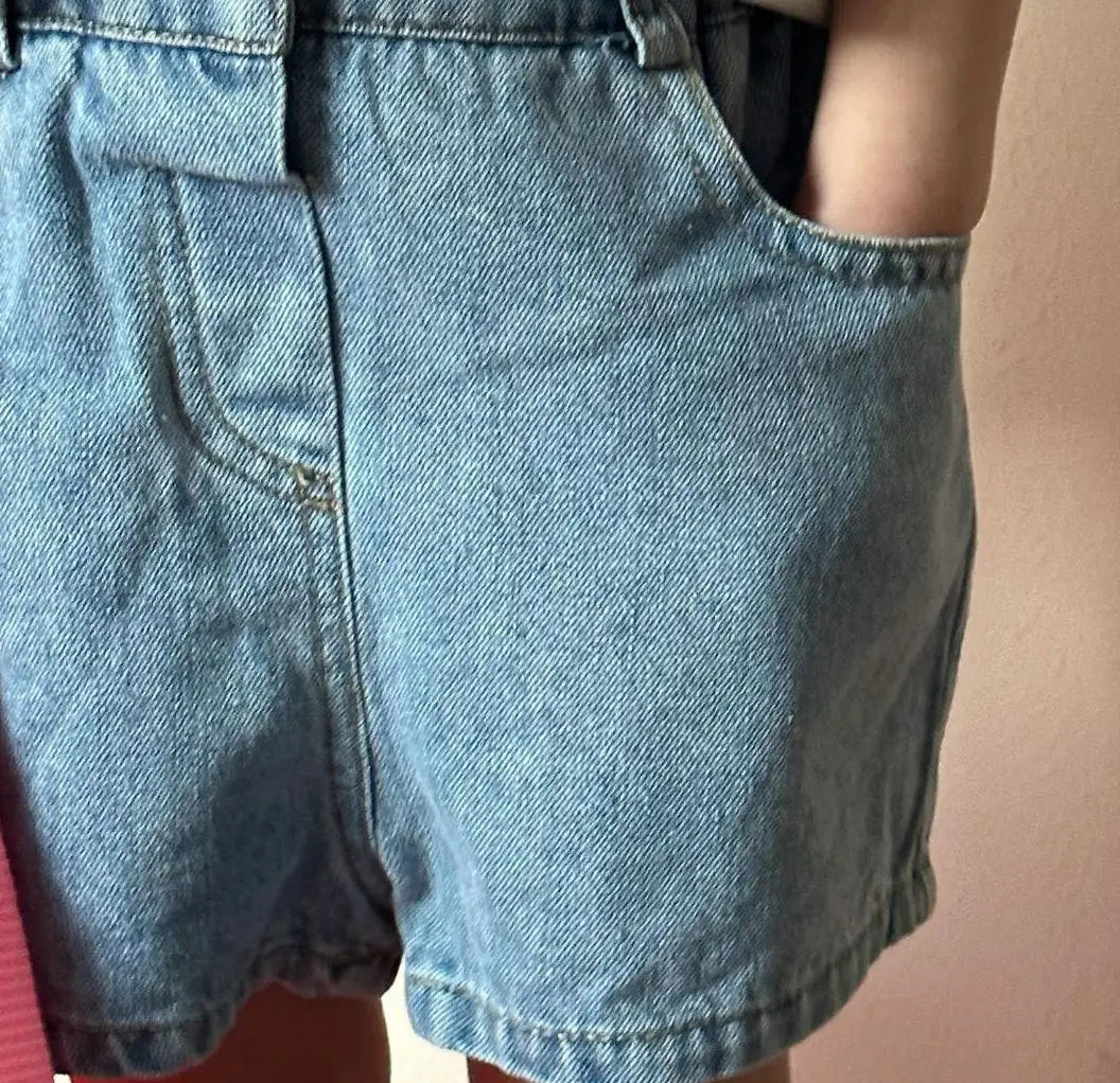 デニムパンツ キッズパンツ デニム レトロ ショートパンツ 2カラー