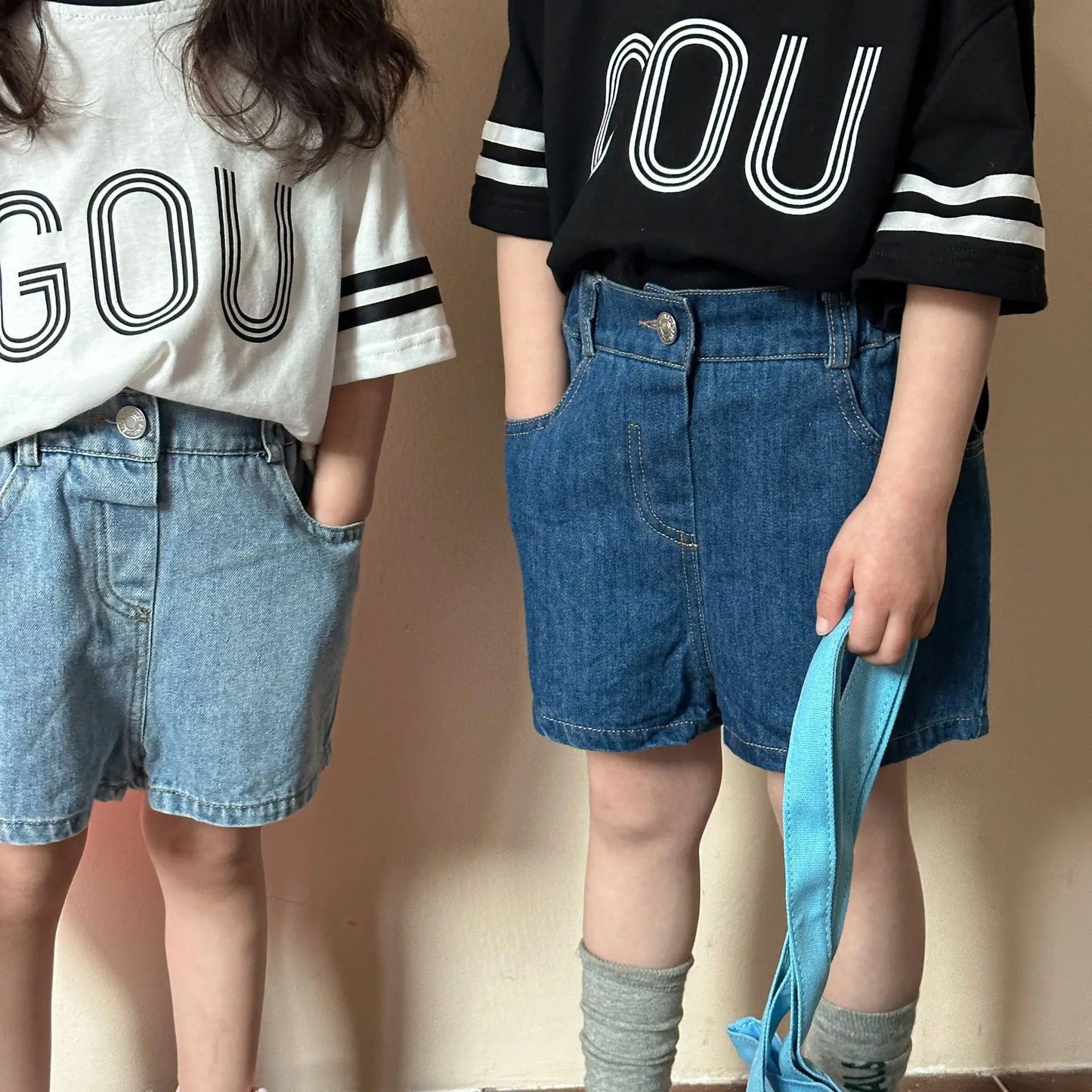 デニムパンツ キッズパンツ デニム レトロ ショートパンツ 2カラー