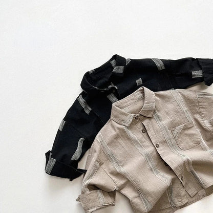 長袖シャツ・ブラウス キッズトップス 長袖シャツ 幾何学 ストライプ 2カラー