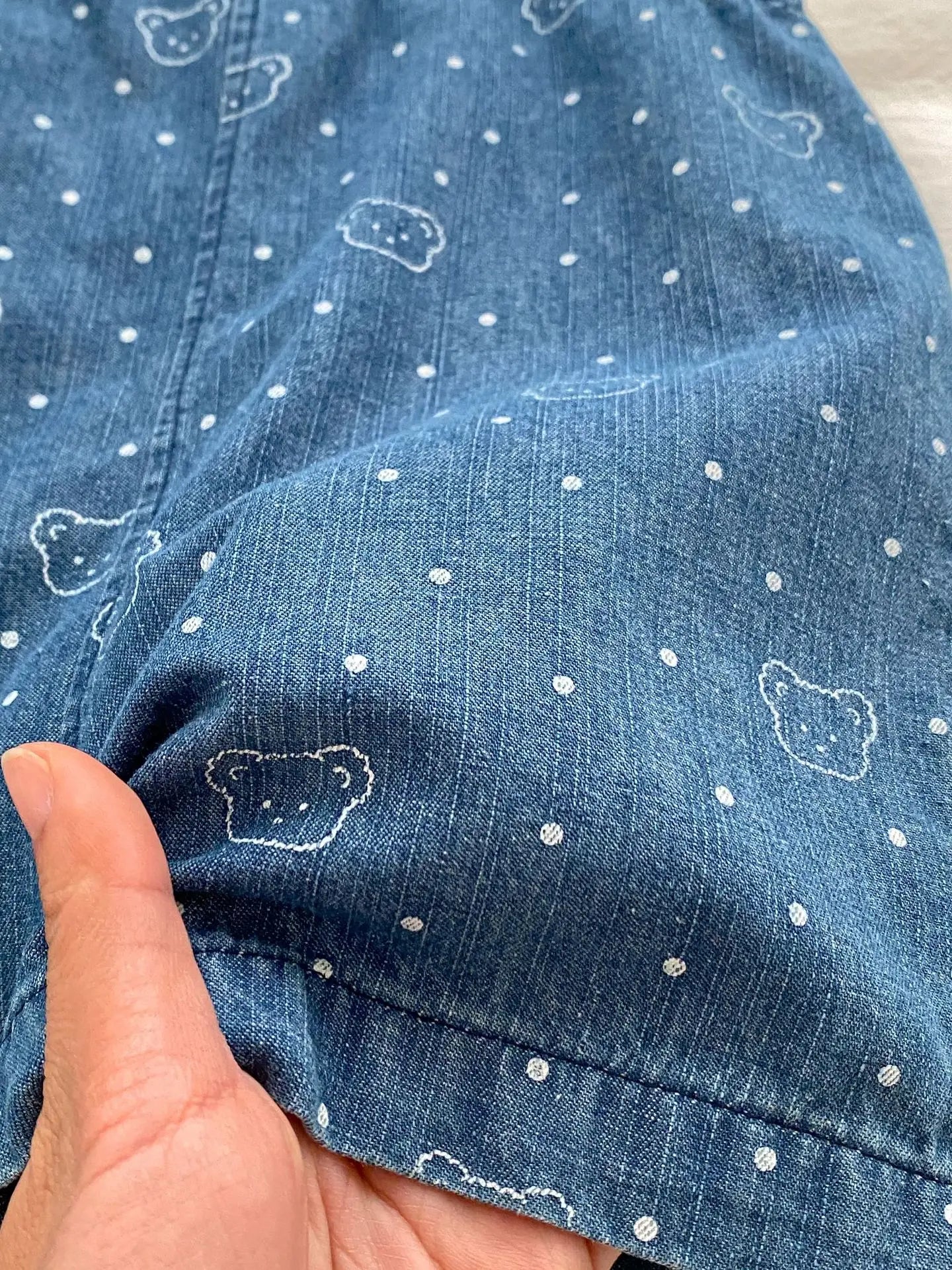 サロペットパンツ・サスペンダーパンツ ベビーサロペット デニム サスペンダーパンツ オーバーオール ベアくま水玉ドットプリント 2カラー
