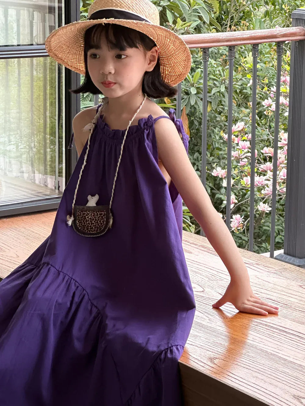 半袖セットアップ キッズセットアップ 2点セット/ワンピース ボーイズ半袖シャツ+ショートパンツ/ガールズキャミワンピ  パープルフラワー無地 リンクコーデ 兄弟姉妹 お揃いコーデ