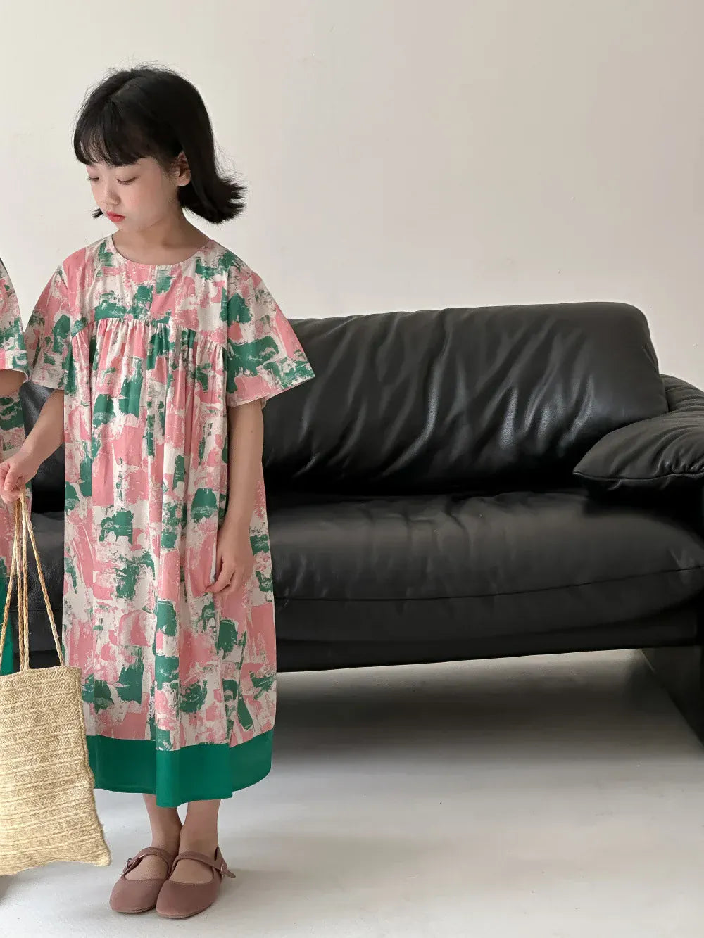 半袖セットアップ キッズセットアップ 2点セット/ワンピース ボーイズ半袖シャツ+ショートパンツ/ガールズ半袖ワンピース リゾートフラワープリント リンクコーデ 兄弟姉妹 お揃いコーデ