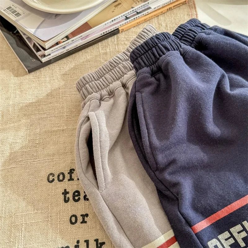 ロングパンツ・スウェットパンツ キッズパンツ スウェットパンツ ルーズロングパンツ レターロゴプリント 2カラー