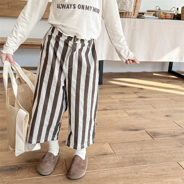 ロングパンツ・スウェットパンツ キッズパンツ ストライプ アンクル丈パンツ 2カラー
