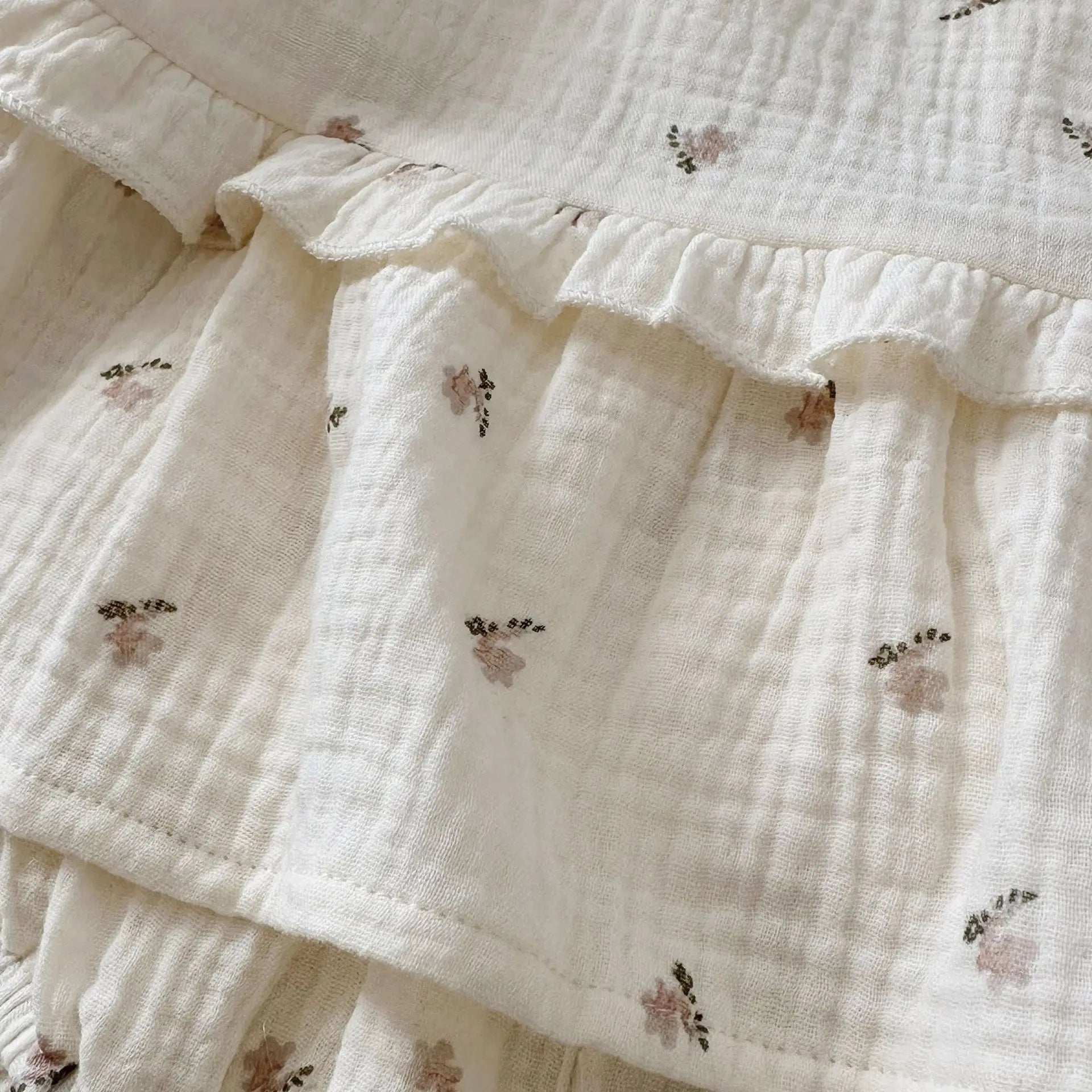 長袖セットアップ ベビーセットアップ 2点セット 長袖ペプラムチュニックブラウス+ブルマパンツ フラワー小花柄プリント