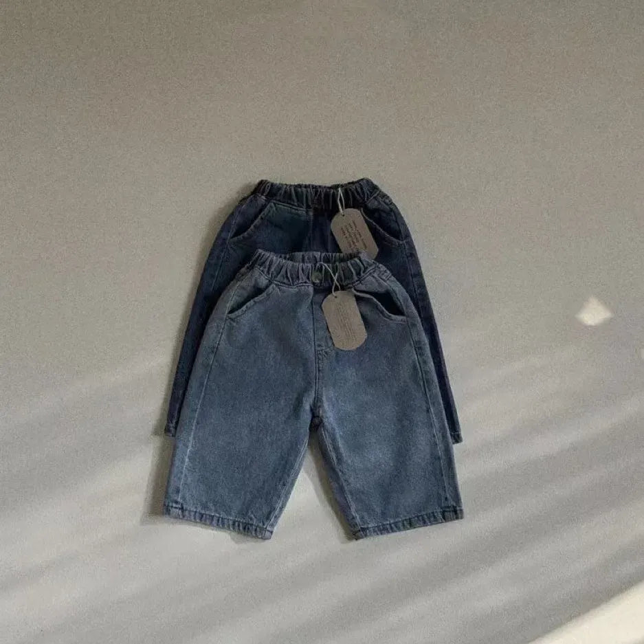 デニムパンツ ベビーパンツ デニムパンツ ジーンズ ストレートルーズパンツ ジーパン 2カラー