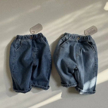 デニムパンツ ベビーパンツ デニムパンツ ジーンズ ストレートルーズパンツ ジーパン 2カラー