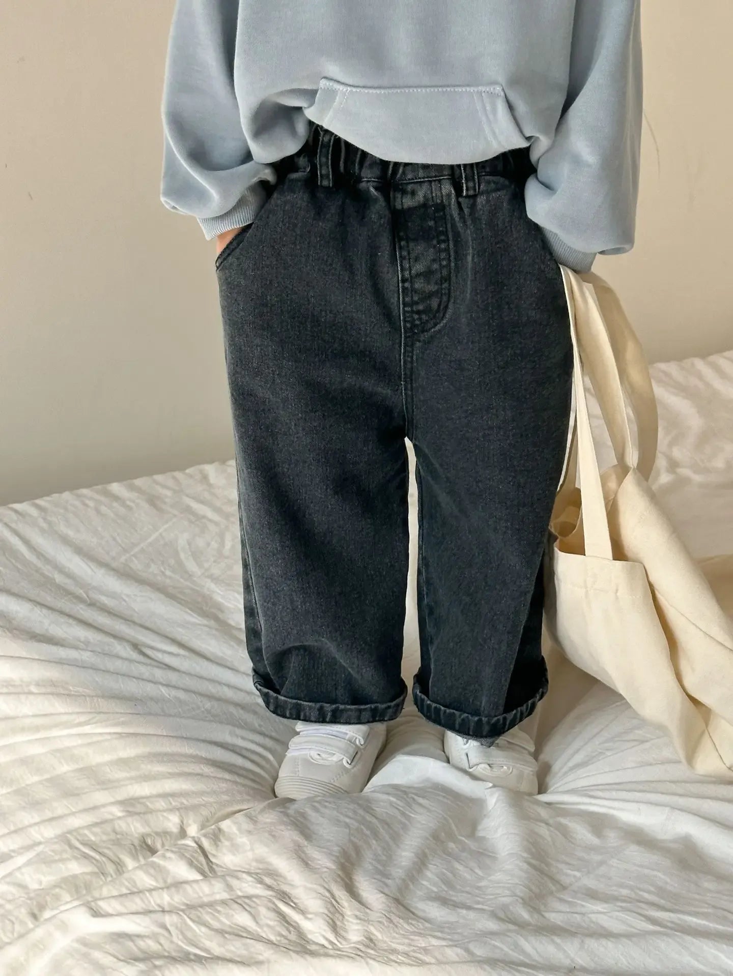 デニムパンツ キッズパンツ デニムパンツ ワイドルーズロングパンツ ジーンズ ジーパン 2カラー