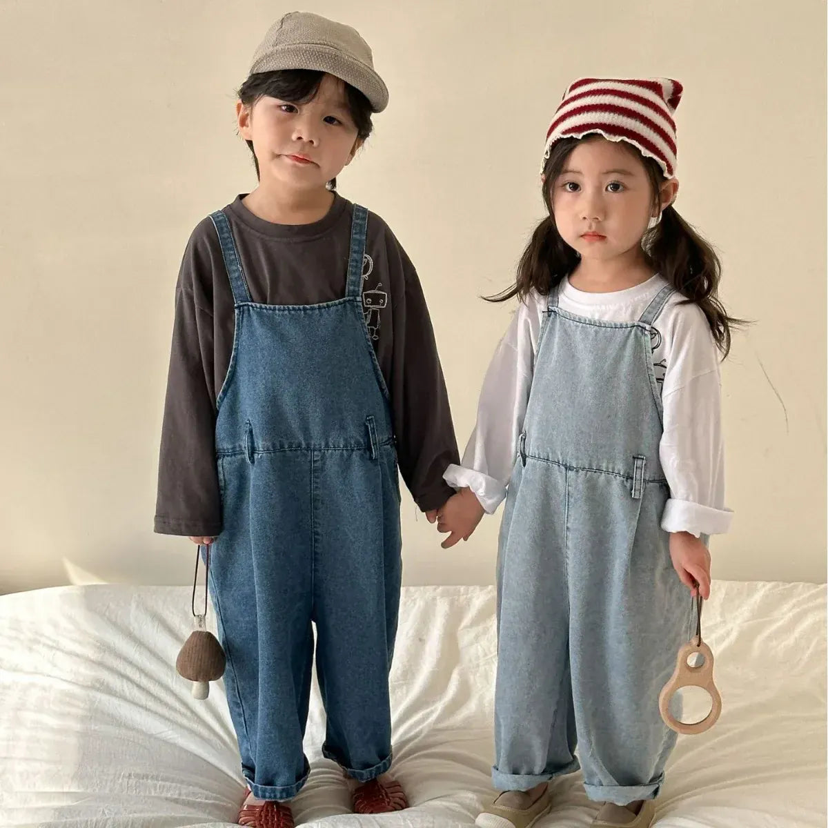 オーバーオール キッズオーバーオール デニム ルーズ サスペンダーパンツ サロペット 2カラー