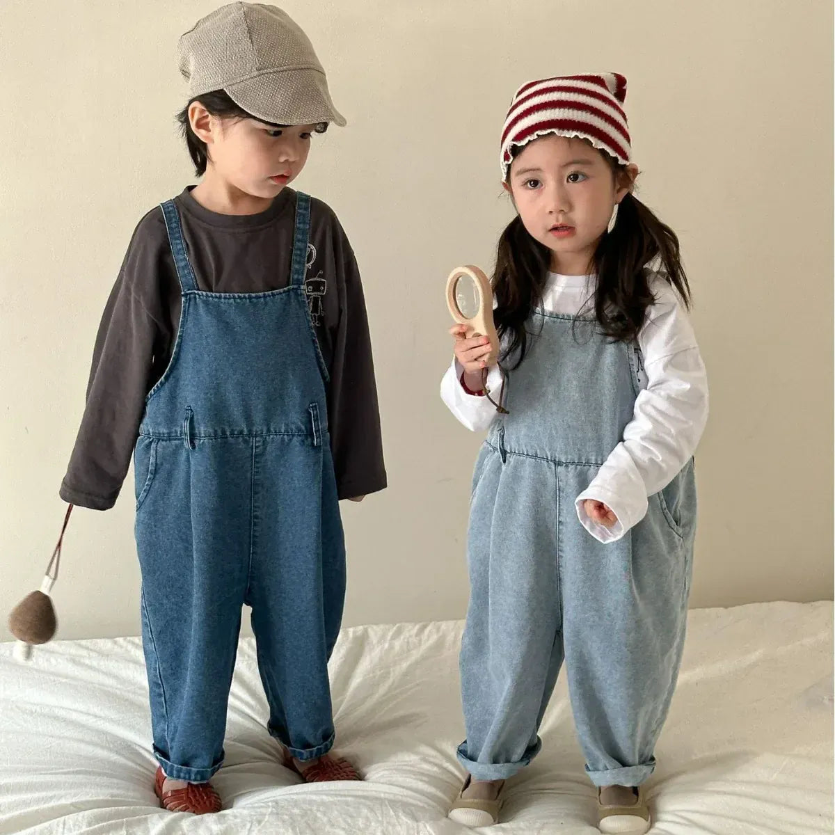 オーバーオール キッズオーバーオール デニム ルーズ サスペンダーパンツ サロペット 2カラー