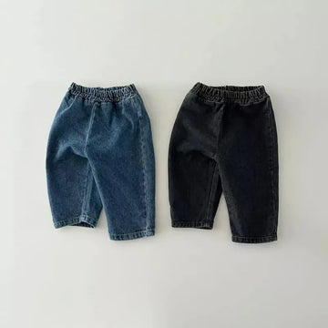 デニムパンツ ベビーキッズパンツ デニムパンツ ルーズパンツ ジーンズ ブラック/ブルー/2カラー