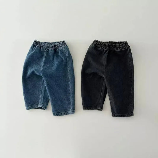デニムパンツ ベビーキッズパンツ デニムパンツ ルーズパンツ ジーンズ ブラック/ブルー/2カラー