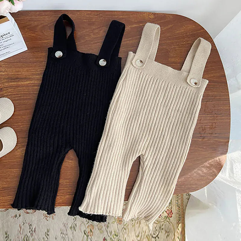 サロペットパンツ・サスペンダーパンツ ベビートップス サロペット ニットセーター ニットサスペンダーパンツ オーバーオール 2カラー