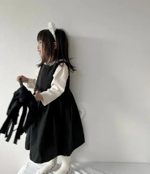 ノースリーブワンピース キッズワンピース ノースリーブワンピース ジャンパースカート ブラック/アプリコット/2カラー