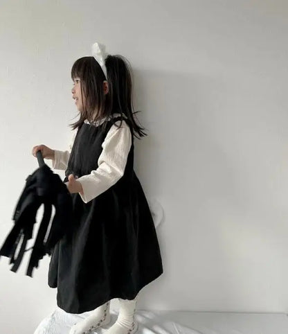 ノースリーブワンピース キッズワンピース ノースリーブワンピース ジャンパースカート ブラック/アプリコット/2カラー