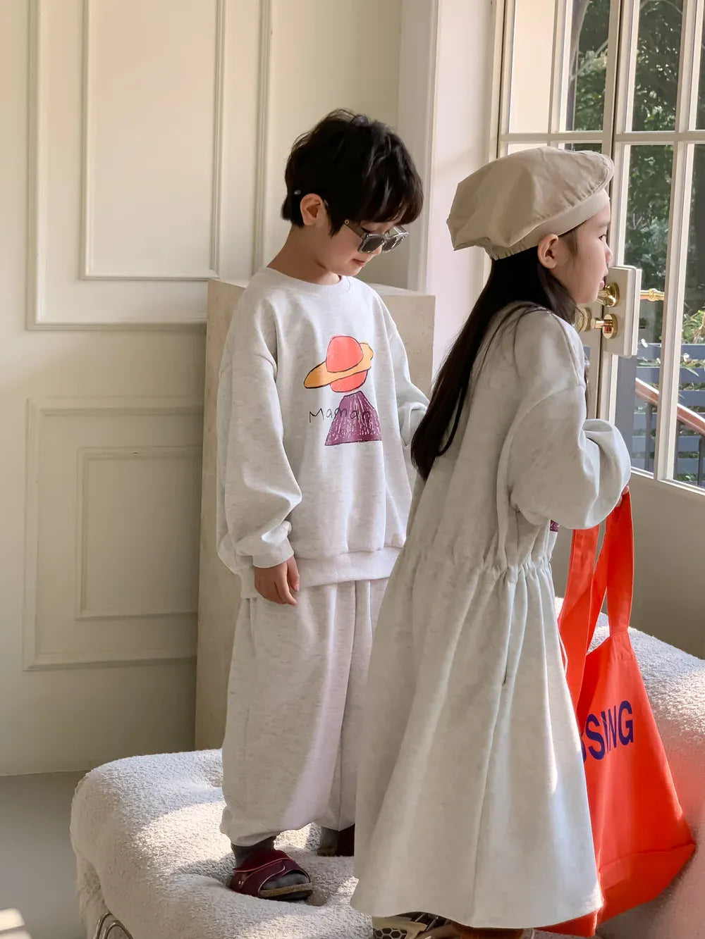 長袖セットアップ キッズセットアップ 2点セット スウェットシャツ ロングパンツ スウェットワンピース リンクコーデ 兄弟 姉妹 お揃いコーデ