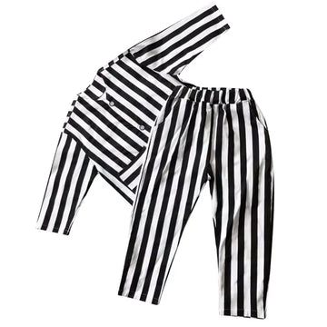 長袖セットアップ キッズセットアップ 2点セット ストライプジャケット ペンシルパンツ スーツ