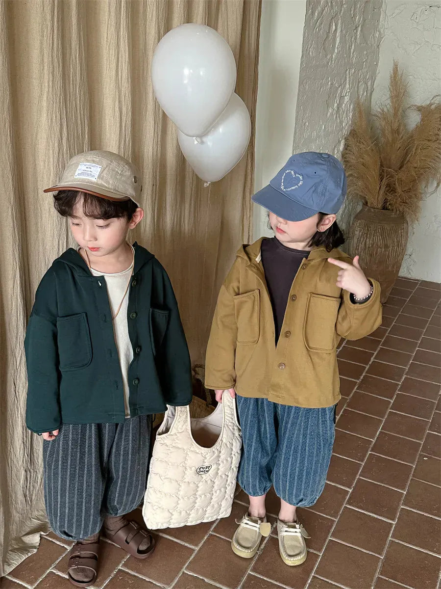 ロングパンツ・スウェットパンツ キッズパンツ ストライプ アンクルランタンパンツ バルーンパンツ ブルー/グレー/2カラー
