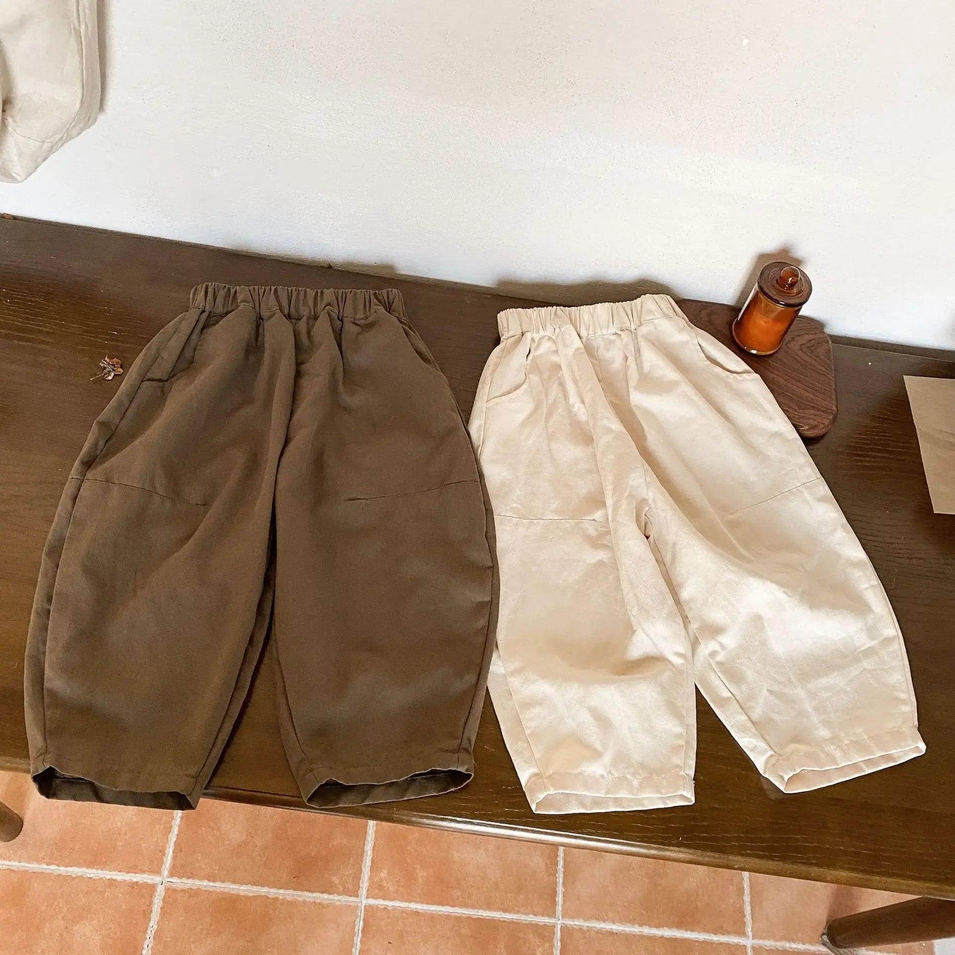 ロングパンツ・スウェットパンツ キッズパンツ ワイドルーズパンツ ロングパンツ カーキ/コーヒー/2カラー